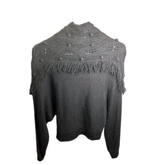 Rachel Zoe Women's XS Black Pullover Sweater Mock Neck Fringe Detail - Picture 5 of 16
